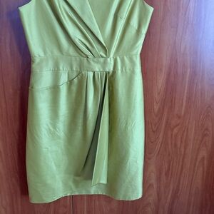 Lela Rose Lime Golden Draped Midi Dress